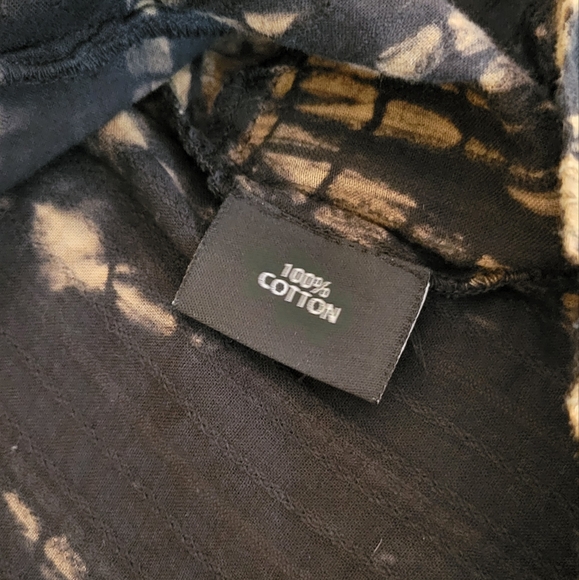 Greater Good black & tan tie dye short sleeve button shirt 2X cotton made India - Picture 4 of 6